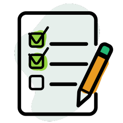 Icon depicting a checklist with tasks being checked off