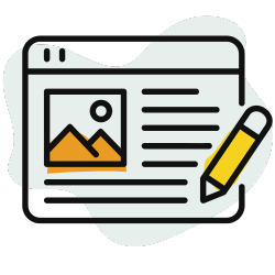 Icon depicting a website wireframe and a pencil