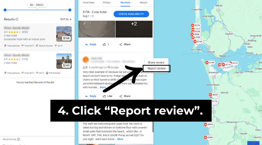 Step 4: Click report review. 