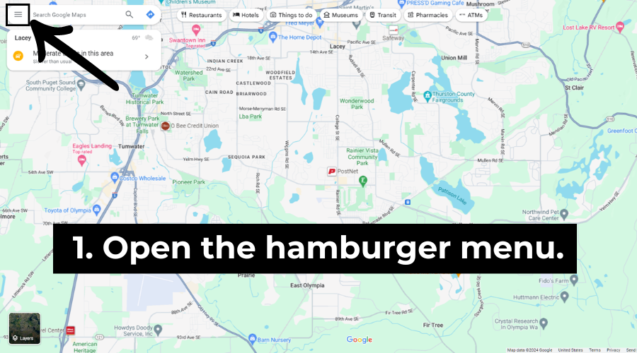 Step 1: Open the hamburger menu. 