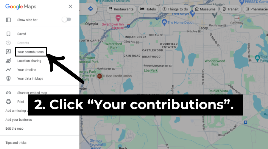 Step 2: Click Your contributions. 