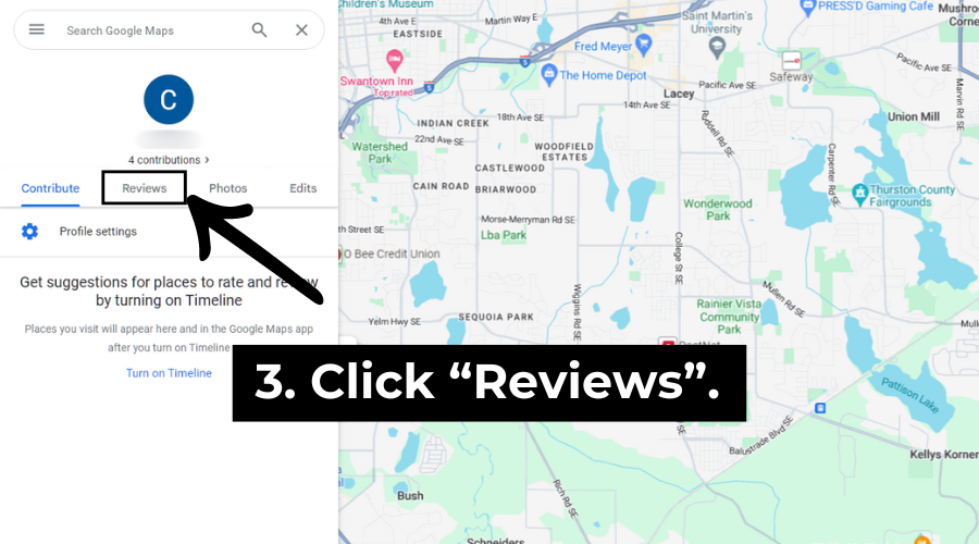 Step 3: Click reviews. 