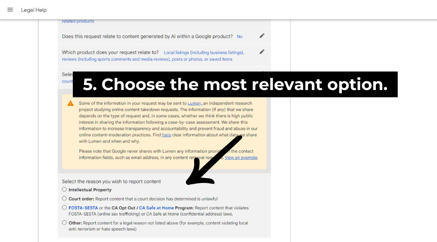 Step 5: Choose the most relevant option. 