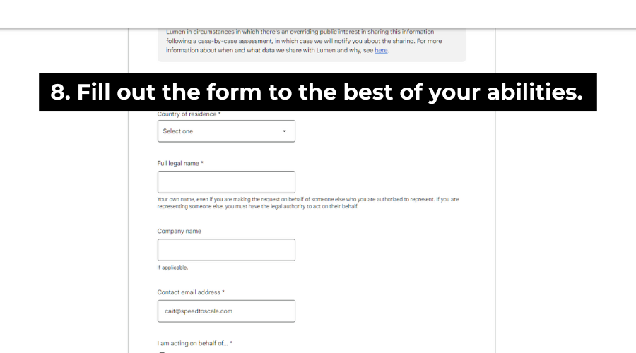 Step 8: Fill out the form to the best of your abilities. 